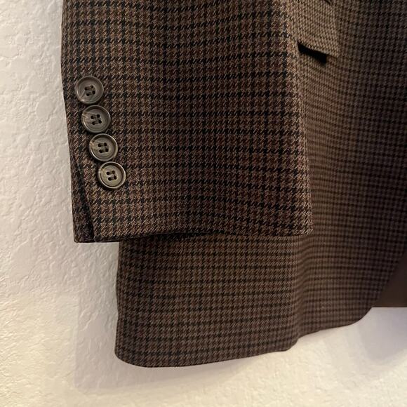 Lauren Ralph Lauren Wool Blazer Mens 44L Houndstooth Brown Sport Coat Jacket - Picture 4 of 16